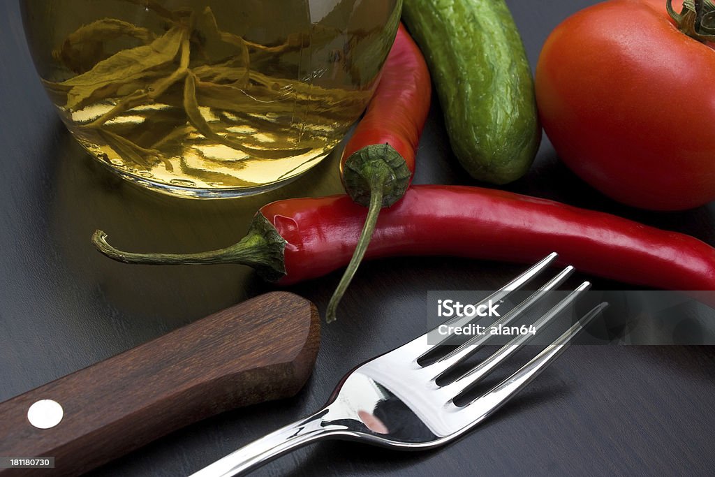 vegetables and cooking utensils vegetables and cooking utensils for cutting table Balsamic Vinegar Stock Photo