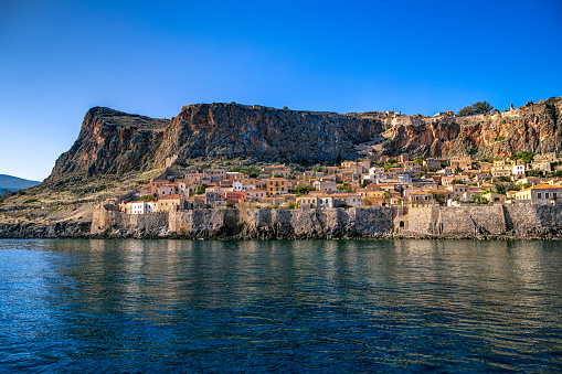 Seaview of Monemvasia castletown, in Peloponnese Greece