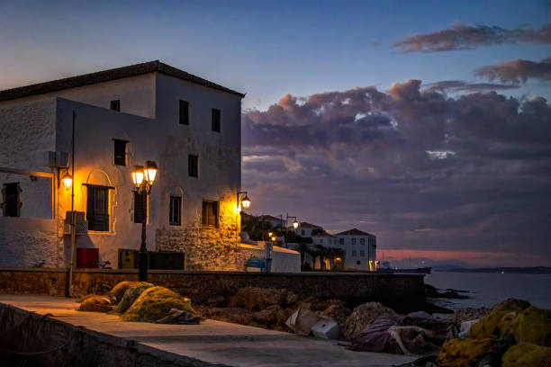 Spetses island at dusk hour, Greece