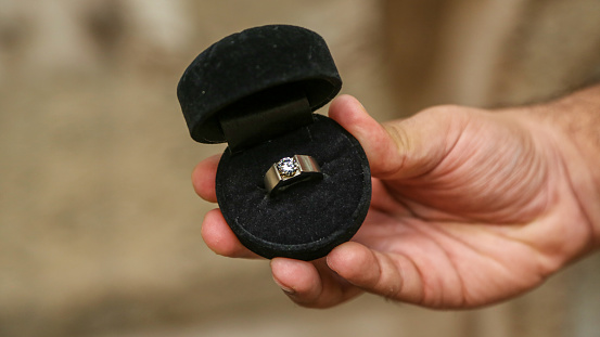 Beautiful Grooms Diamond Ring with Black Case HD, Marriage Ring
