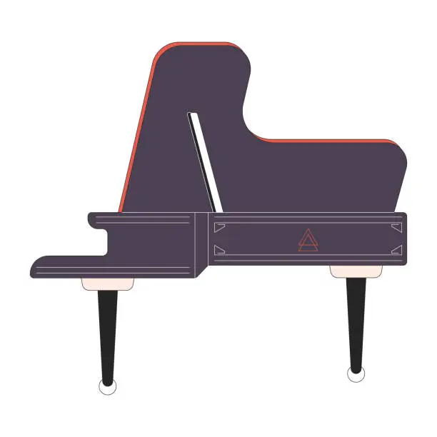 Vector illustration of Concerto grand piano 2D linear cartoon object
