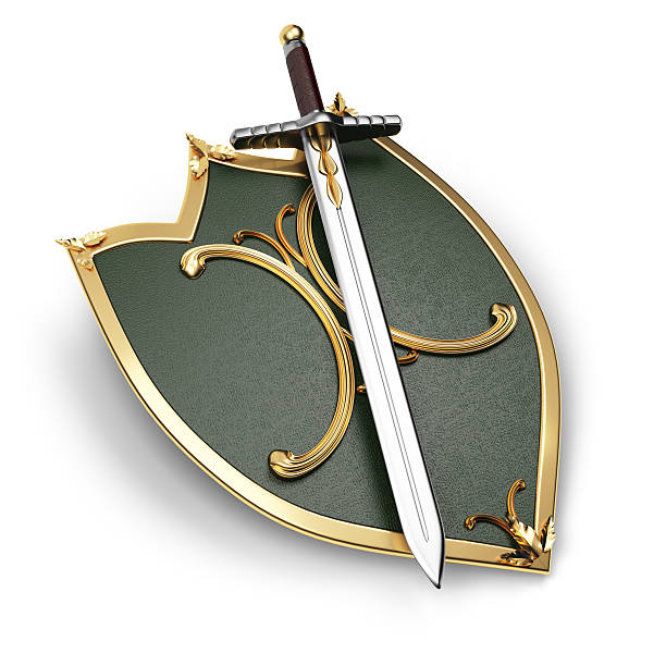 shield and sword shield and sword isolated on white background coat of arms photos stock pictures, royalty-free photos & images