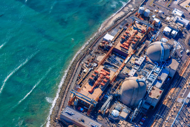 原子力工場航空写真 - nuclear power station california nuclear energy power station ストックフォトと画像