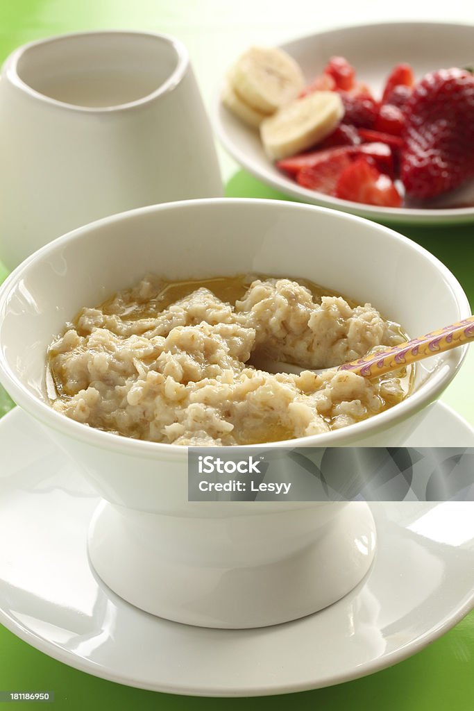 Oatmeal porridge. Banana Stock Photo