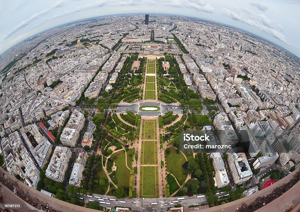 Vue aérienne de la ville de Paris - Photo de Fish-eye libre de droits