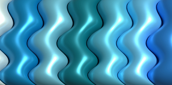 Blue soft inflate shiny lines, 3D rendering illustration