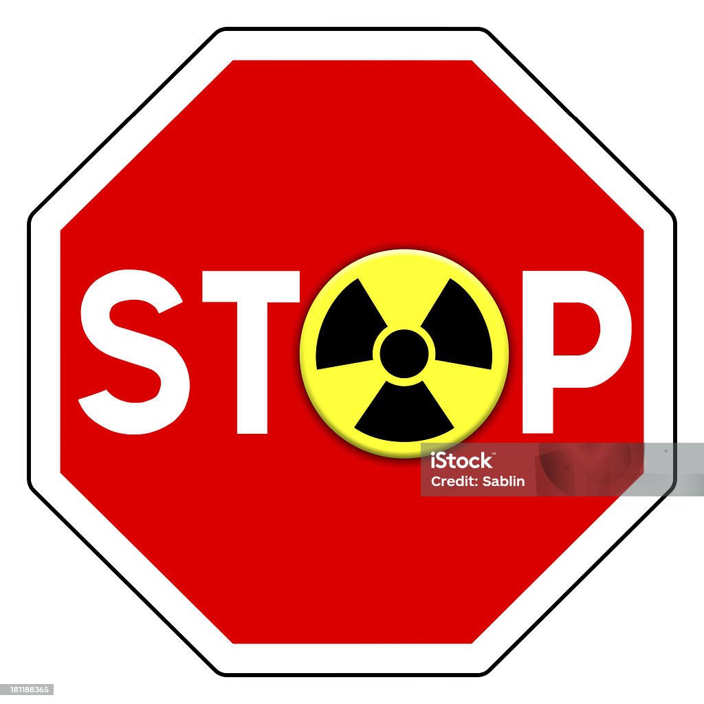 Stop nuclear Stop sign with nuclear logo Logo Stock Photo