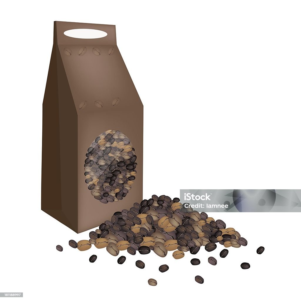 Различные типа зерен кофе с Бумажный пакет - Стоковые иллюстрации Американская культура роялти-фри