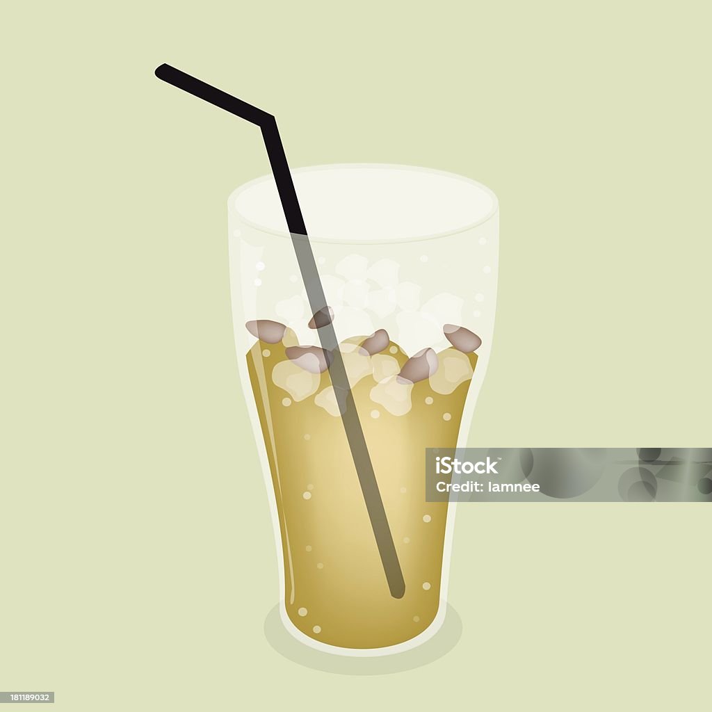 Tè freddo con limone su sfondo verde paglia - Illustrazione stock royalty-free di Alimentazione sana