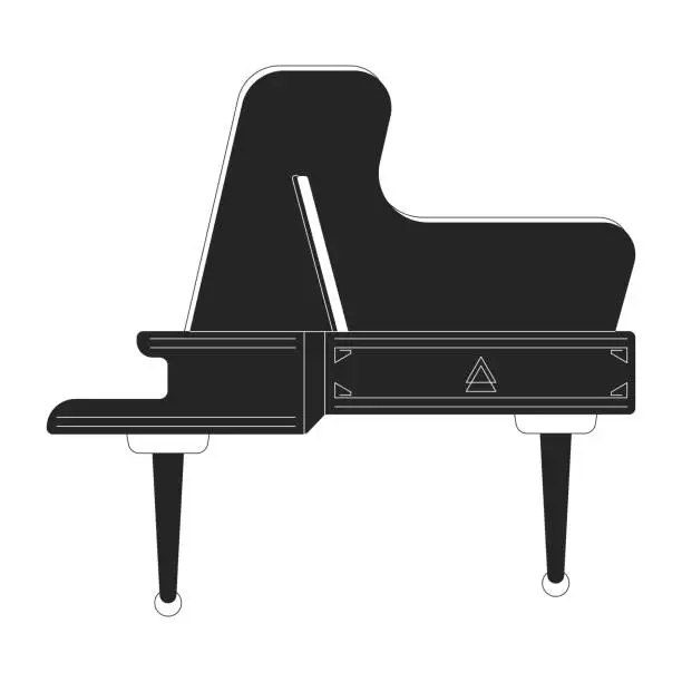 Vector illustration of Concerto grand piano black and white 2D line cartoon object
