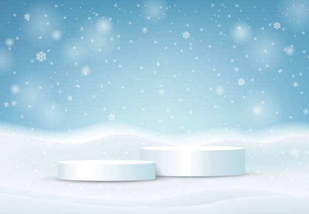 istock Winter Christmas Banner And White Podium 1811899777