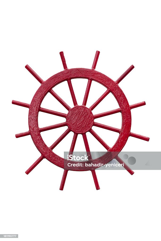 Ship Wheel A Red Steering Wheel of a Ship Isolated on White Background Sailboat Stock Photo