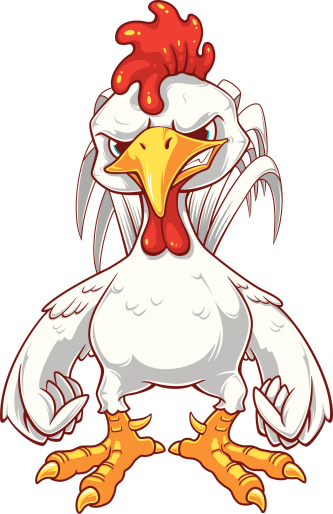 Illustration of an angry rooster. 