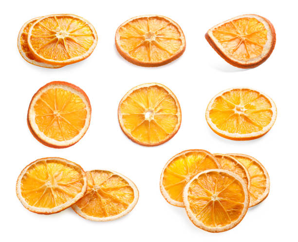 istock Collage with dry orange slices on white background 1812019463