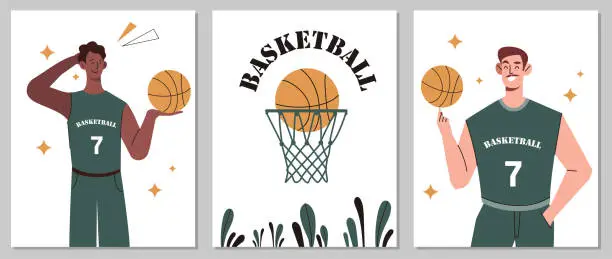 Vector illustration of Basketball posters vector set
