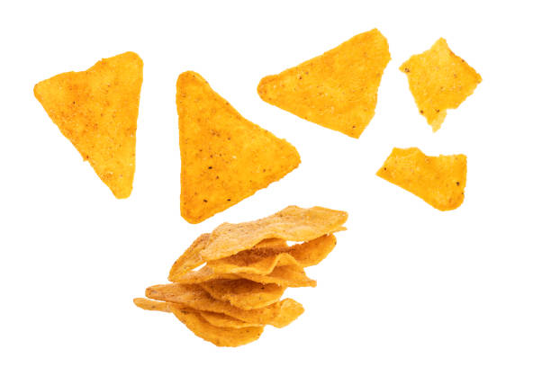 istock Corn chips levitating on a white background. set of mexican nachos 1812039181