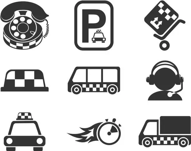 Vector illustration of Symbols of taxi services