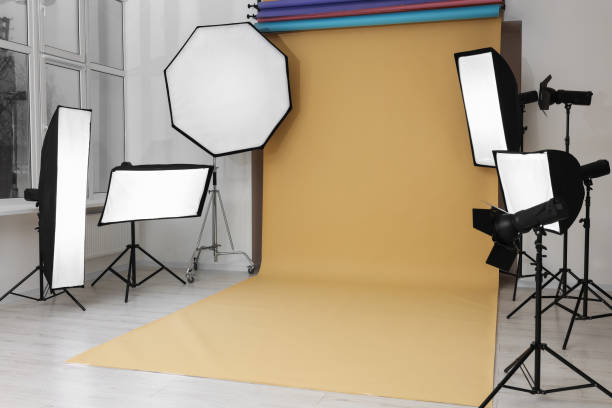 istock Interior of modern photo studio with professional lighting equipment 1812076148