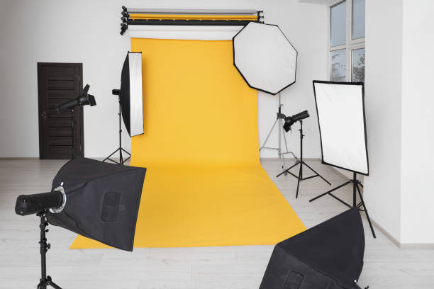 istock Interior of modern photo studio with professional lighting equipment 1812076158