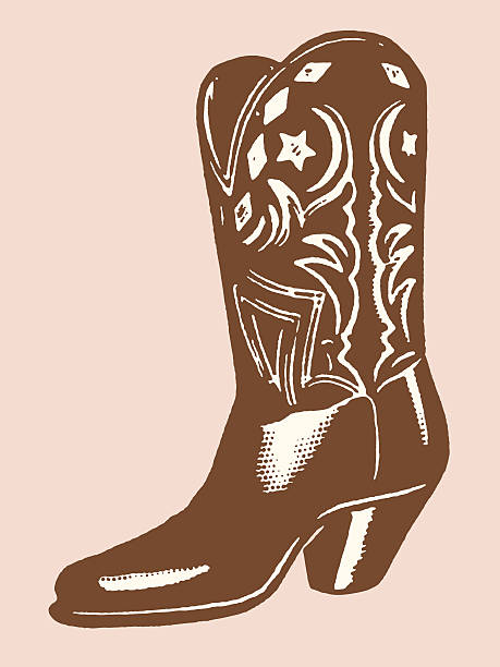 A illustration of a brown cowboy boot Cowboy Boot wild west illustrations stock illustrations