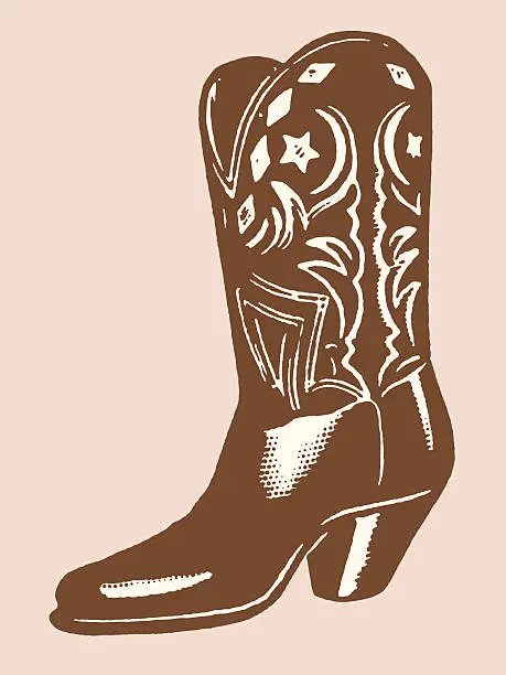 Vector illustration of A illustration of a brown cowboy boot