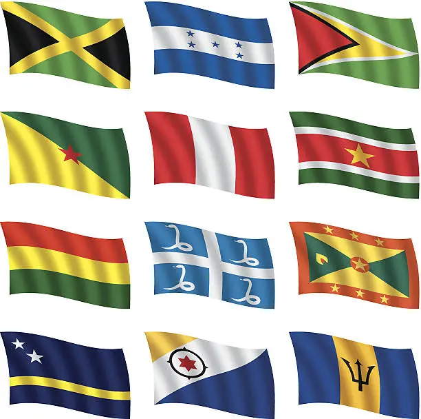 Vector illustration of World flags waving