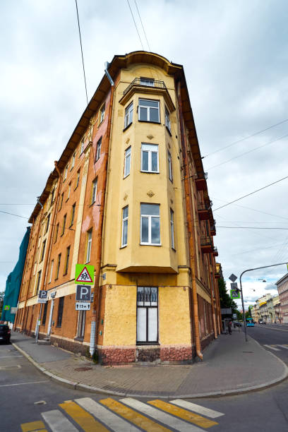 istock Old unusual acute-angled residential building 1812113880