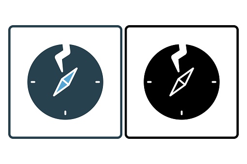 broken compass icon. confusion in navigation or decision-making. solid icon style. simple vector design editable