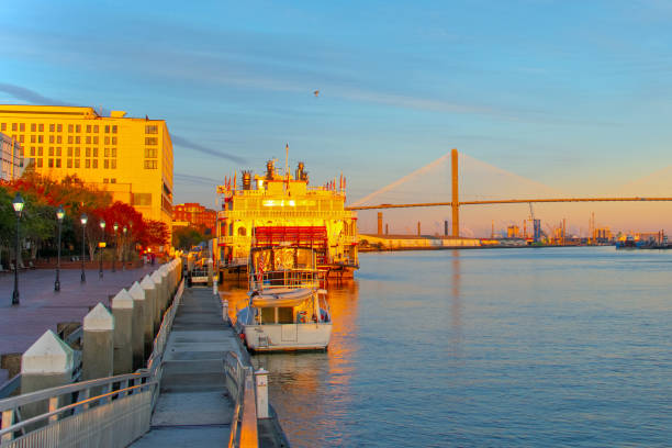 istock Savannah River Bridge with River Boat- Savannah, Georgia 1812145272