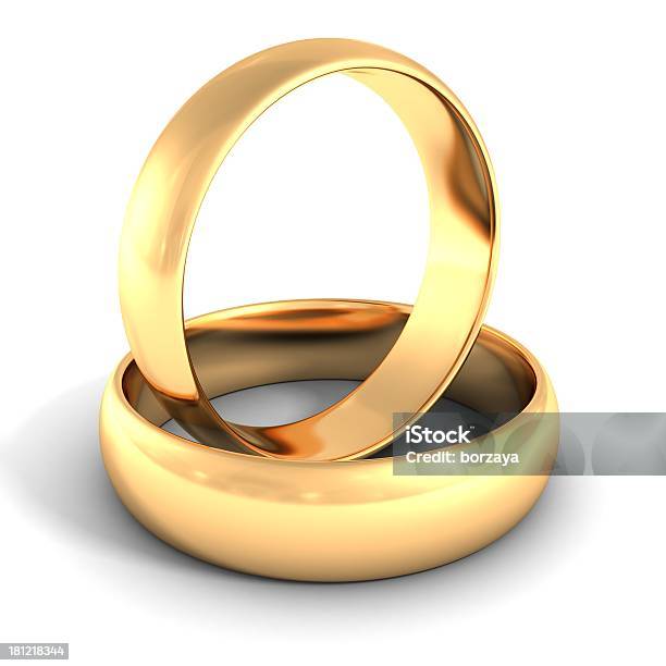 Par De Alianças De Casamento Ouro Sobre Fundo Branco - Fotografias de stock e mais imagens de Adulto