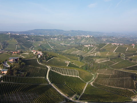 landscapes of the Piedmontese Langhe photographed by drone from an aerial point of view and with autumn colours