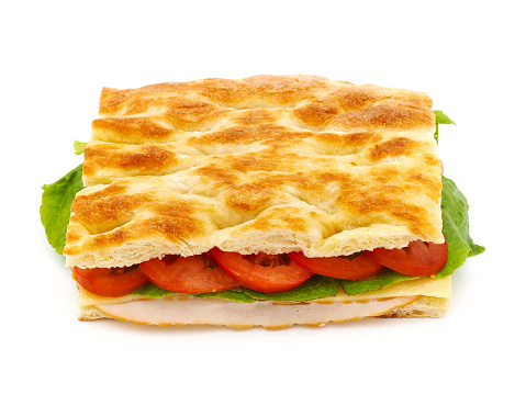 Focaccia is a flat leavened oven-baked Italian bread. In some contemporary places, such as Rome, it is a style of pizza, also called pizza bianca.