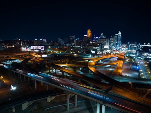 istock Interstate 71 with Downtown Cincinnati in the Background at Night 1812297427