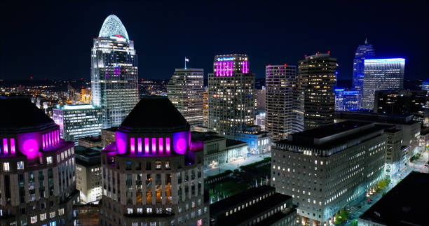 istock High Angle View of Cincinnati's Central Business District at Night 1812298030