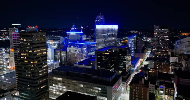 istock Central Business District on a Clear, Fall Night - Drone Shot 1812298049