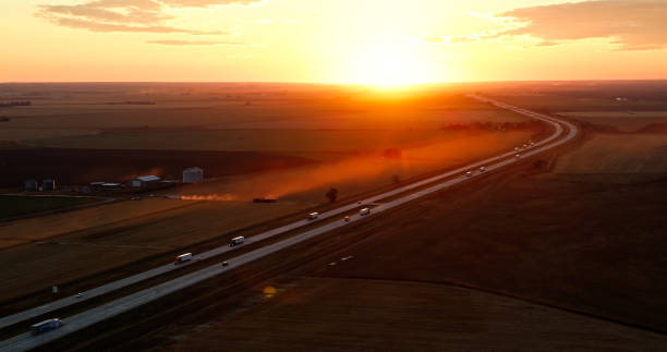 istock Aerial View of Interstate 80 in Brule at Sunset 1812305957