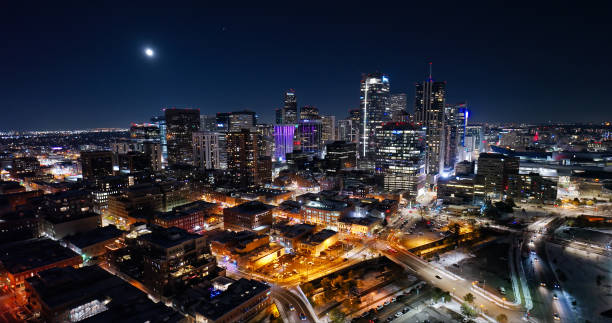 istock Drone View of Downtown Denver on a Clear Night After Snow 1812317343