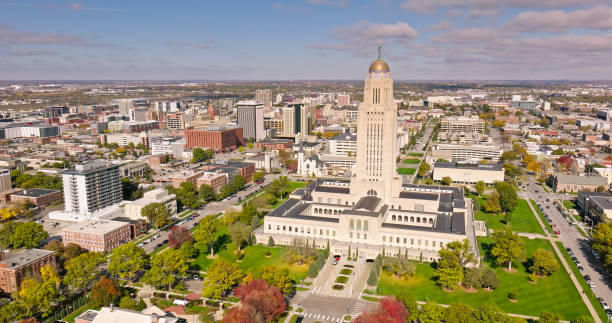 istock Nebraska State Capitol on Fall Day - Aerial View 1812322076