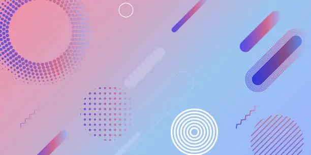 Vector illustration of Modern pink and purple gradient curve liquid background with geometric circle shape element design