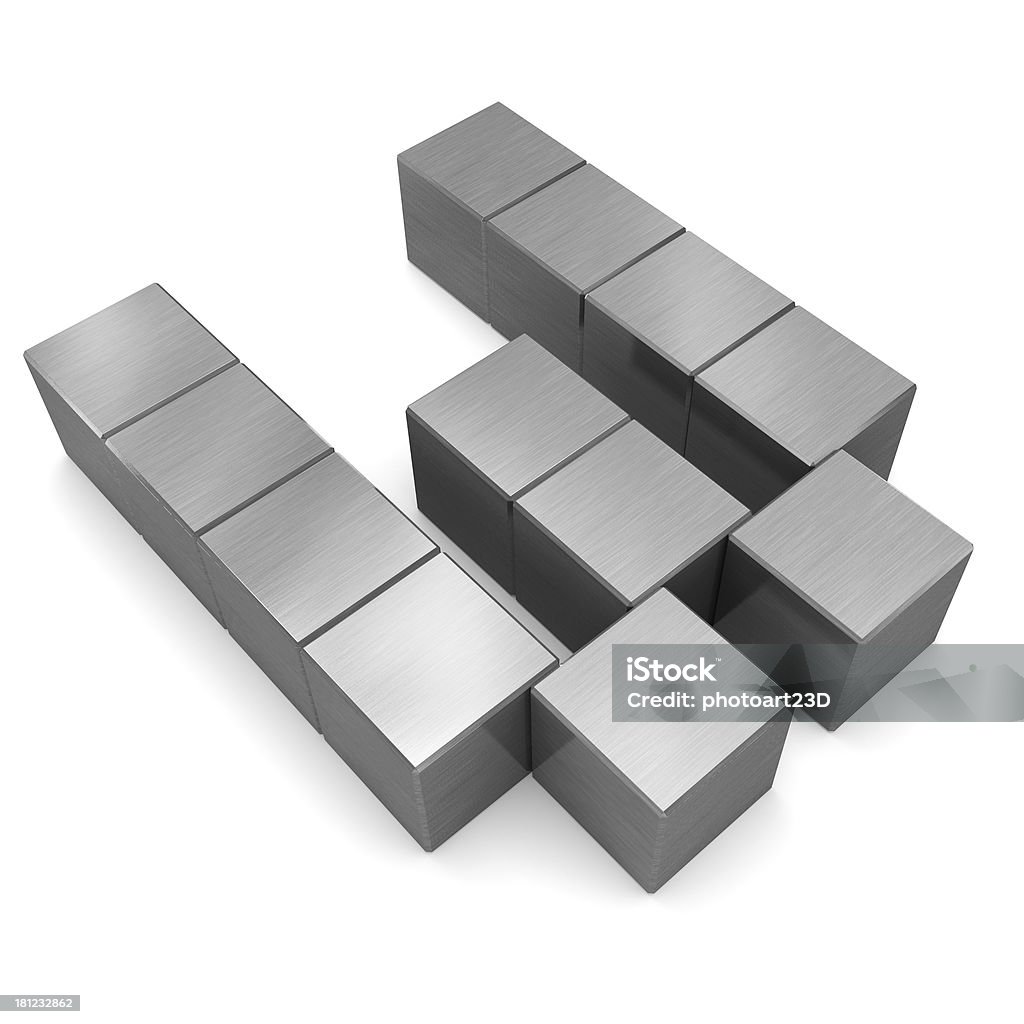 letter W cubic metal Alphabet Stock Photo