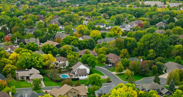 istock Drone Shot of Maple Grove, Minnesota on Overcast Day 1812334286