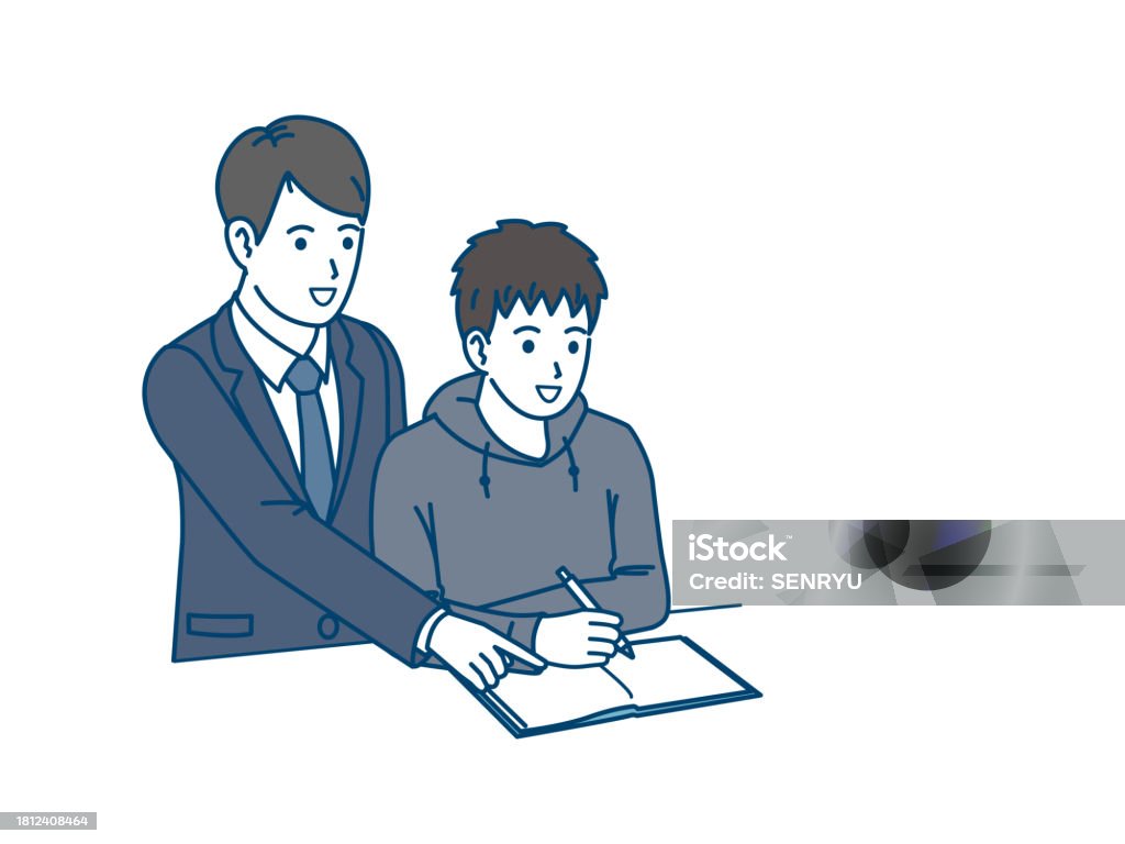 Lecturing Boy Student Boy Being Taught Studying By A Lecturer Stock Illustration ...