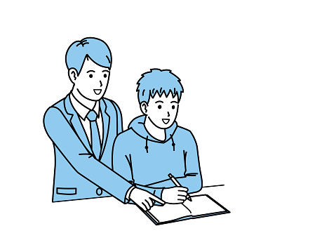 Lecturing Boy Student Boy Being Taught Studying By A Lecturer Stock Illustration ...