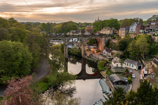istock Old stone railway viaduct over River Nidd in Knaresborough 1812549250