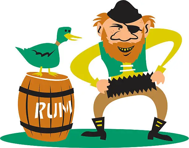 Vector illustration of Pirate With His Rum