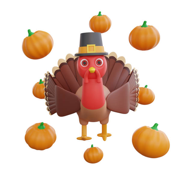 istock 3D illustration Thanksgiving Celebration Turkey and Pumpkins 1812613417