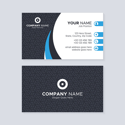 Blue Technology Style Business Card Template, Professional Modern Visiting Card Design