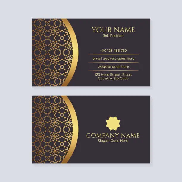 Vector illustration of Luxury Style Elegant Golden Business Card Design Template