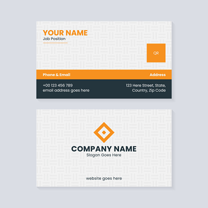 Orange Technology Business Card Template Design, Professional Modern Visiting Card with Geometric Shapes