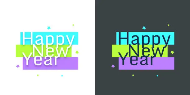 Vector illustration of Happy New Year with lettering typography style for greeting card